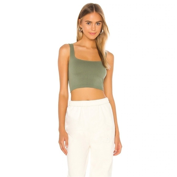 Free People Scoop Neck Crop Army Green Size XS / S NWT - Picture 1 of 7
